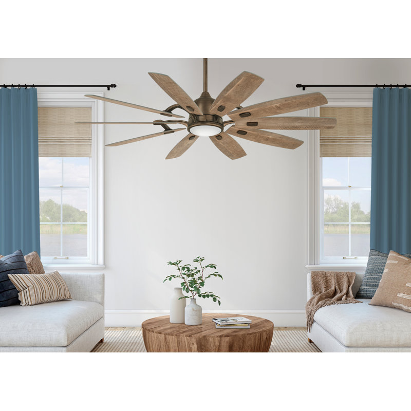 65" Barn 10 - Blade LED Smart Standard Ceiling Fan with Remote Control and Light Kit Included, Barnwood