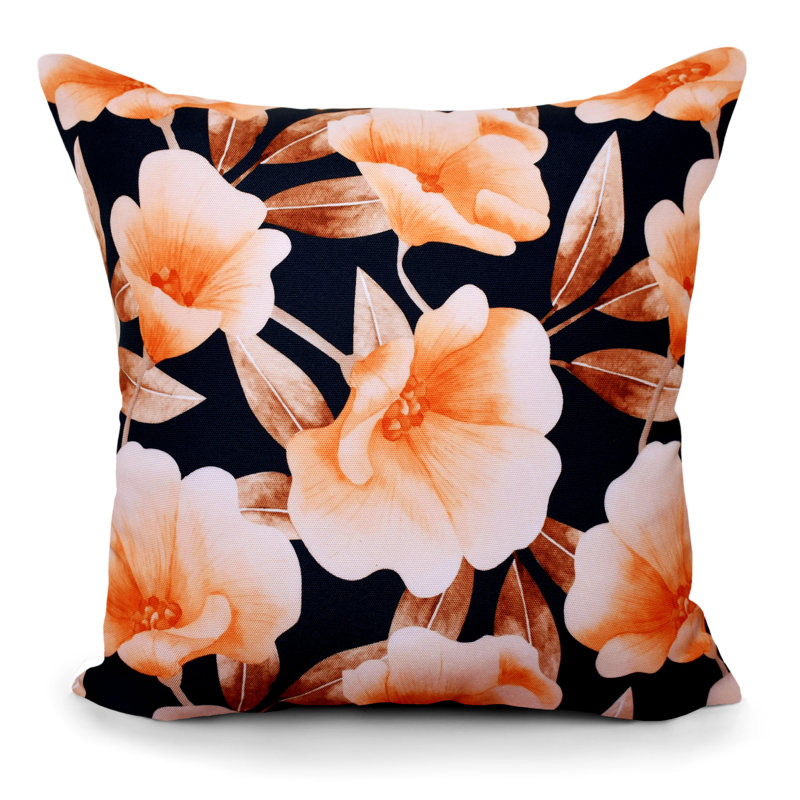 Coussin intérieur/extérieur Floral, Noir