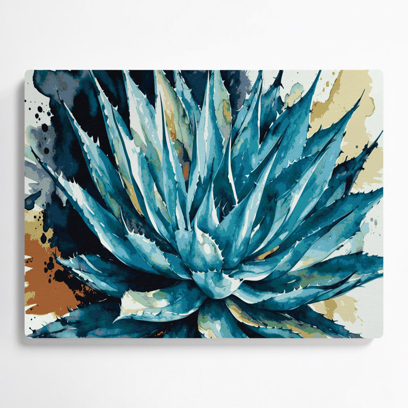 «Southwestern Plants Agave Plant 151», art mural en métal bleu, H 24 po x l 36 po
