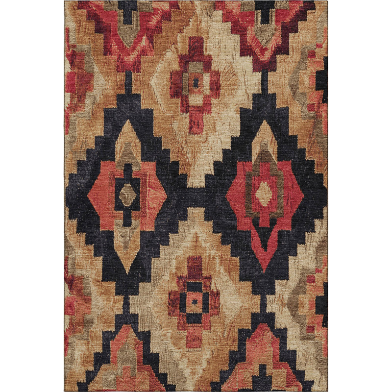 Premium Machine Washable Jakiyra AMF1894 Aztec Rug, Rectangle 5' x 7'6"