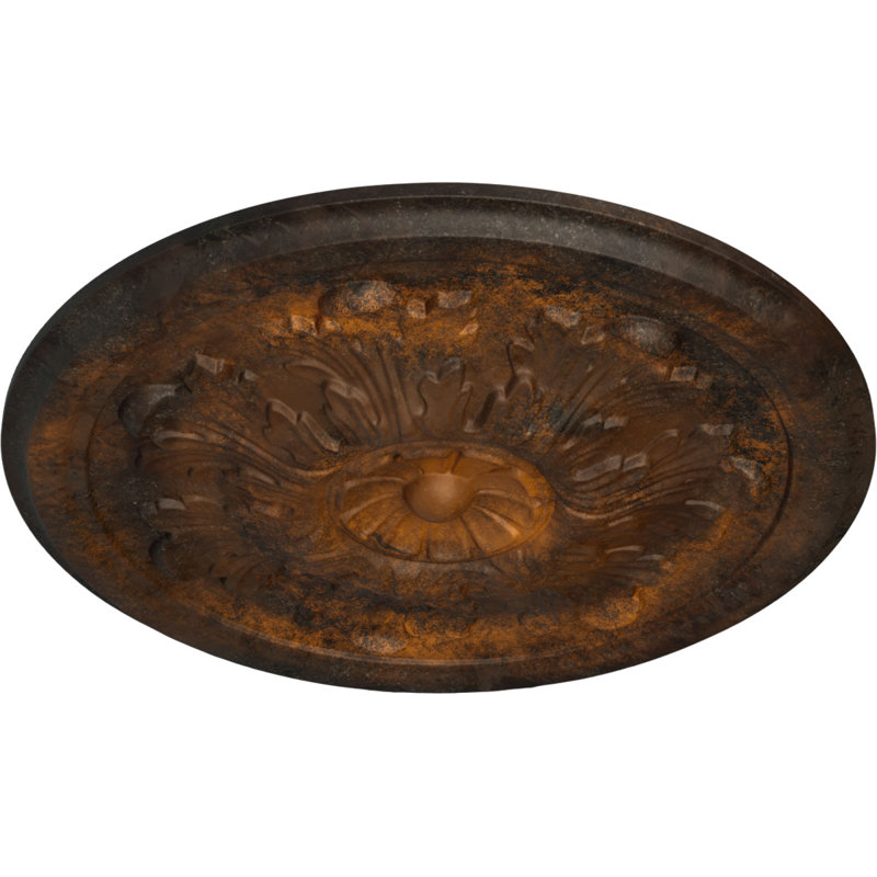 Médaillon de plafond H 12,75 po x l 12,75 po x P 0,875 po Acanthus, rouille