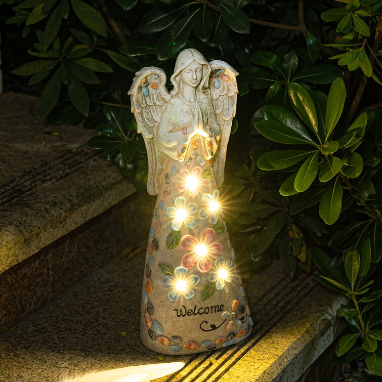 Jardin ange Figurines décor extérieur, jardin Art extérieur pour décor  automne hiver, ange solaire avec 6 LED pour patio, pelouse, jardin Art