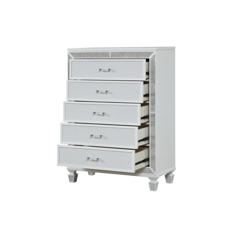 Commode 5 tiroirs Bolli, Blanc