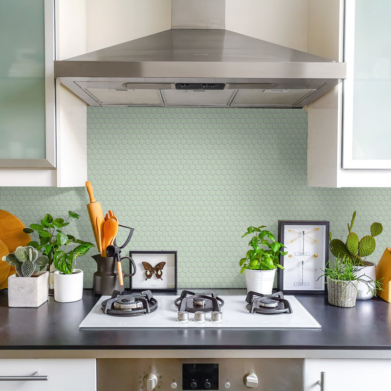 Metro .90" x .90" Hex Porcelain Honeycomb Mosaic Wall & Floor Tile, Mint