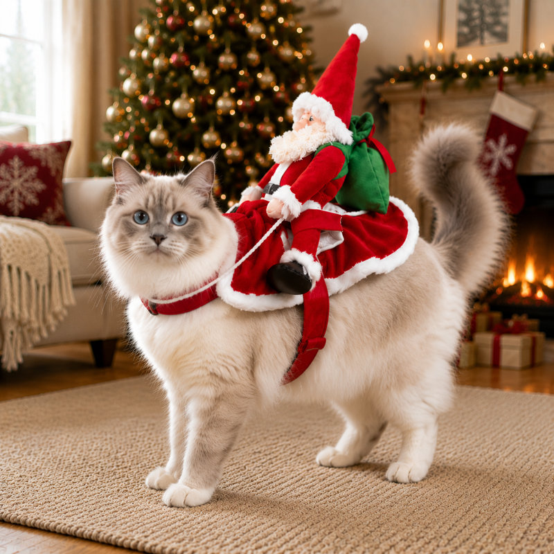 Déguisement de père Noël de Noël, poupée de père Noël en peluche amusante, tenue de Noël festive pour les chiens de taille moyenne