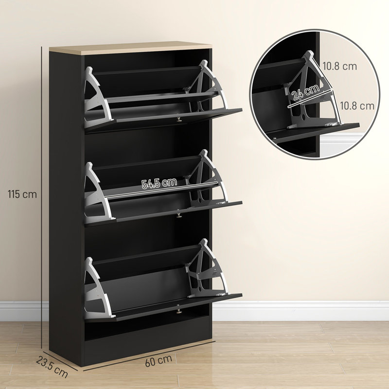 18 Pair Flip Down Shoe Storage, Black