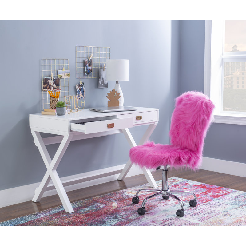 Halstad Modern 44 Long Desk with Drawer Storage, White