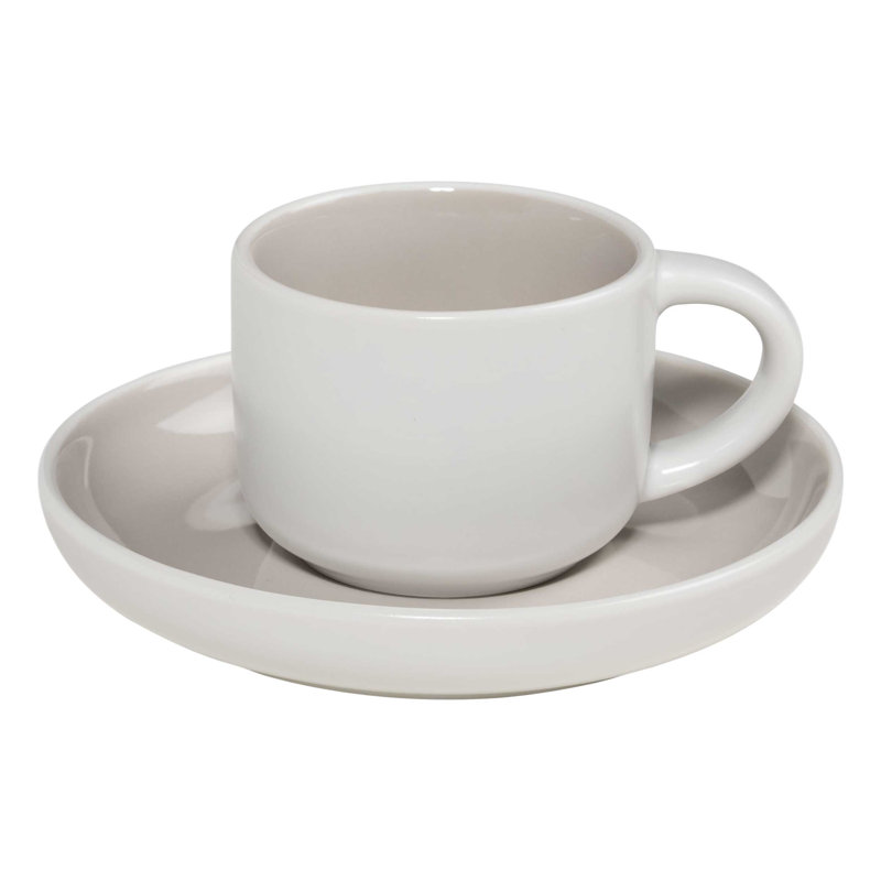 Porcelain Espresso Cup and Saucer, White/Light Grey