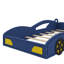 Lit plateforme simple en bois en forme de voiture de course avec roues-1467996966