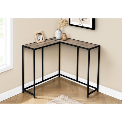 Console de salon et de chambre à coucher - Table de coin étroite avec stratifié brun et entrée en métal noir de conception moderne taupe