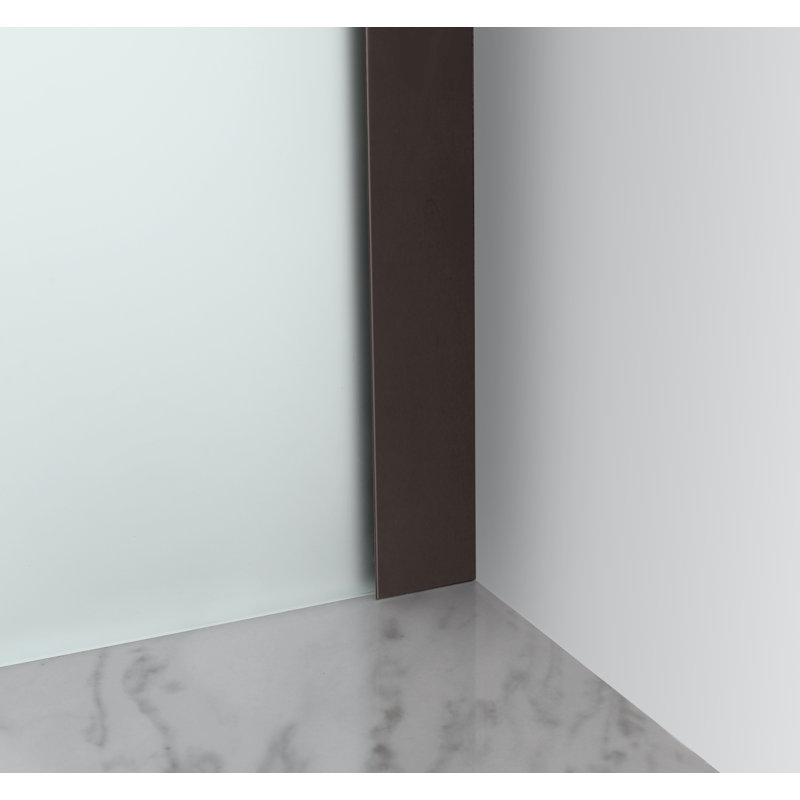 Coraline XL 64" Bronze Frameless Sliding Shower Enclosure with Frosted Glass