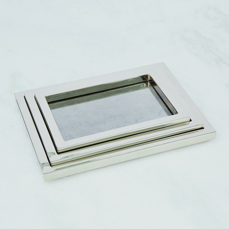 3 Piece Stepped Nesting Tray Set-Nickel