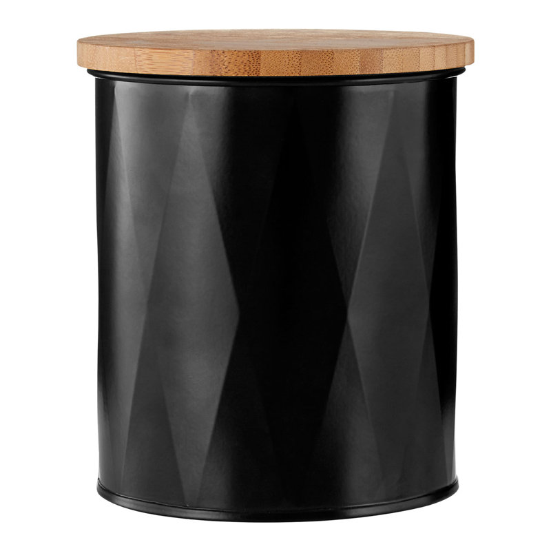 Metal Jar, Black, 14cm H x 12cm W x 12cm D