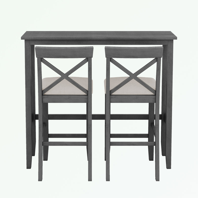 Rectangular Wood Dining Set with 2 Chairs, Gray, Gray, Gray