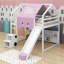 Lit mezzanine double en bois avec structure en forme de maison avec tente-1228640510