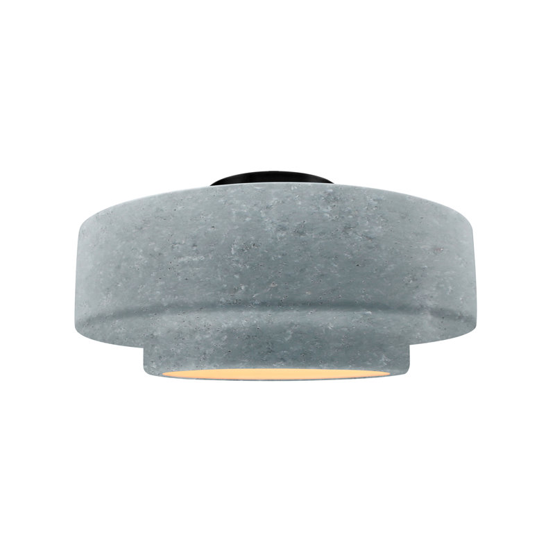 Plafonnier semi-encastré en céramique Dottie, H 7,25 po x l 14,5 po x P 14,5 po, Noir mat, Béton