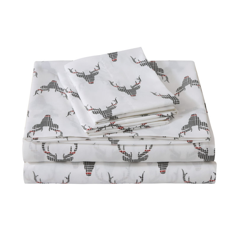 Microfiber Plaid Sheet Set, Queen Sheet Set + Fitted Sheet + 2 Pillowcases