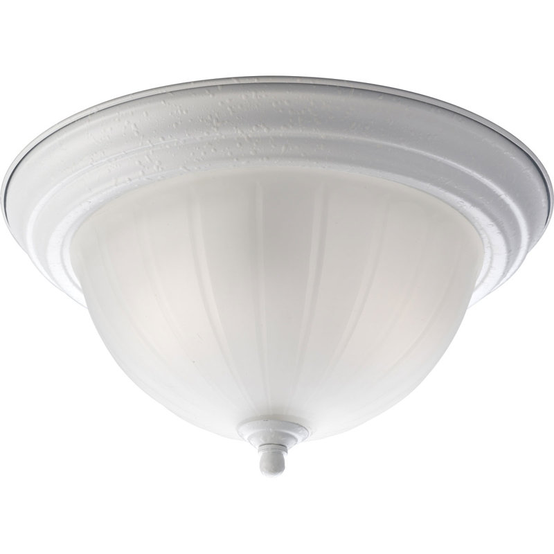 Plafonnier encastré 13,25 po à 2 lumières Bodnar, Blanc, H 7 po x l 13,25 po, Culot moyen