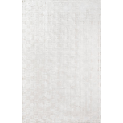 Tapis décoratif crème en soie Touffeté à la main à carreaux dionza