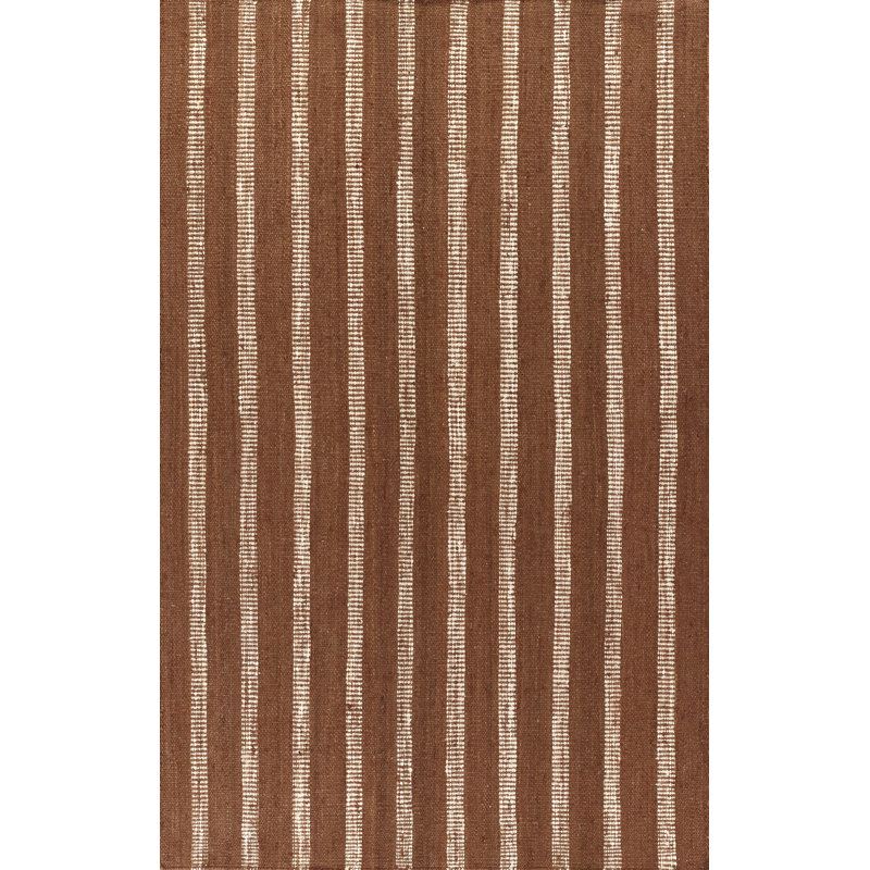 Momeni Jango Hand Woven Jute and Cotton Striped Rust Area Rug 8'10" X 11'10", Rectangle 8'10" x 11'10"