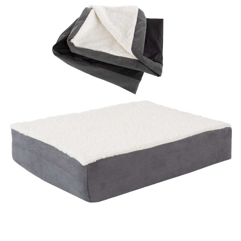 Lit pour chien en mousse viscoélastique avec couche de remplacement PETMAker 2 couches, gris