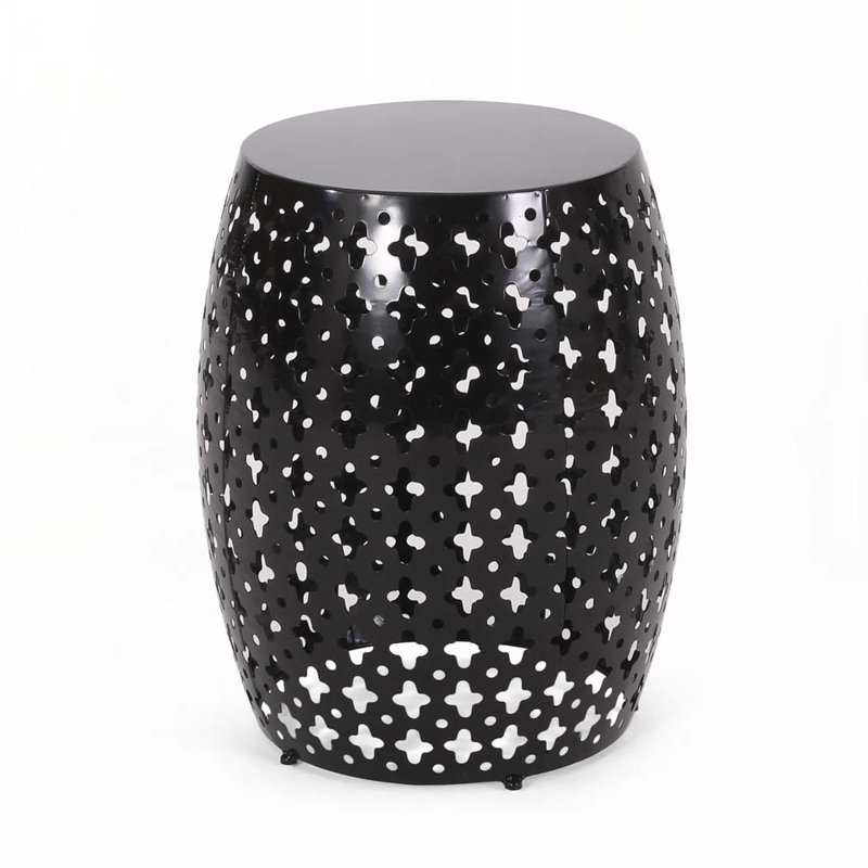 Patio End Table with Metal Frame,Round Top