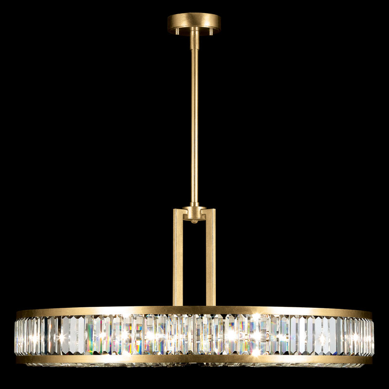 Lustre rond en cristal 37 po, Or