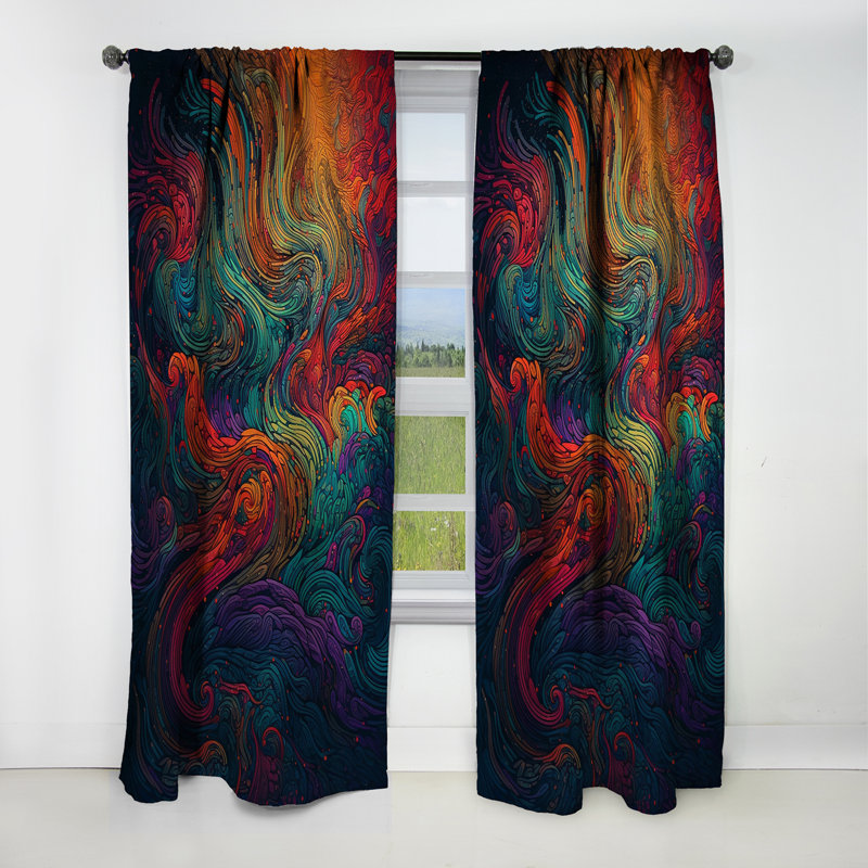 Parme - rideau Modern Waves - rideau occultant en velours - 1 panneau, L 52 po x L 120 po