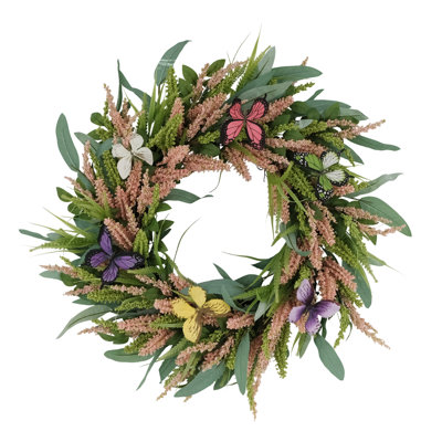 Couronne de 24 po Salix artificielle avec couronne florale papillon   