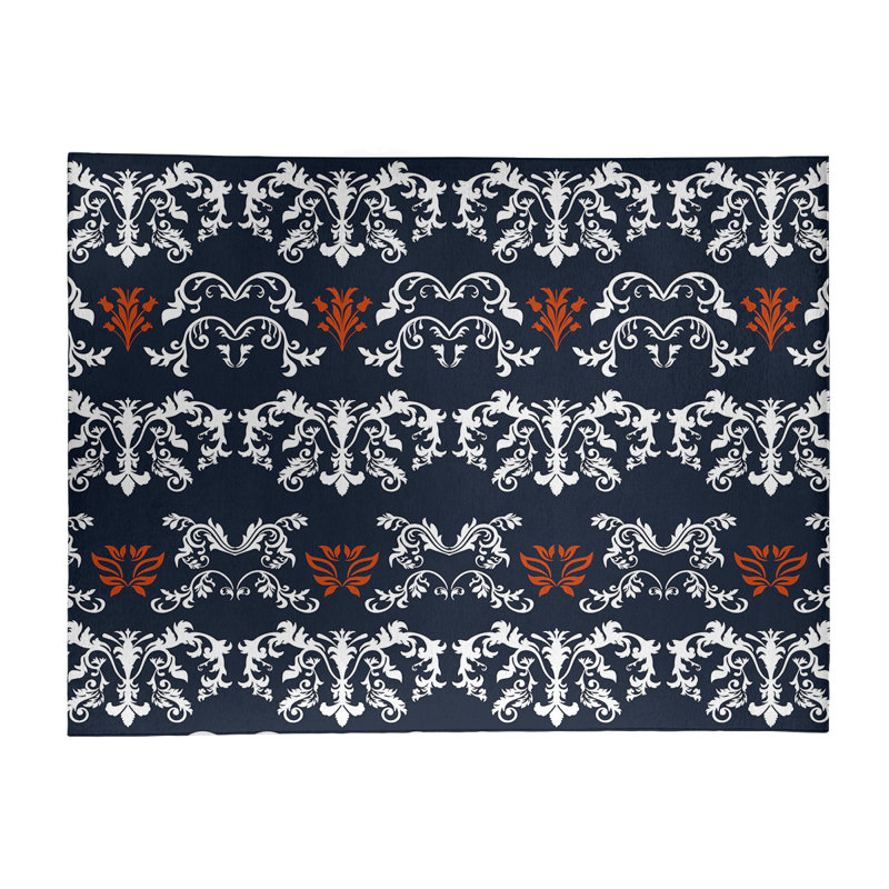 Tapis noir / blanc Damask, Rectangle 8 pi x 10 pi