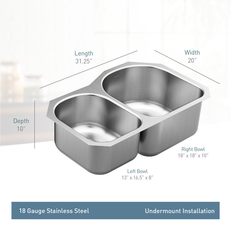1800 Series 31.25" L x 20" W Undermount Kitchen Sink