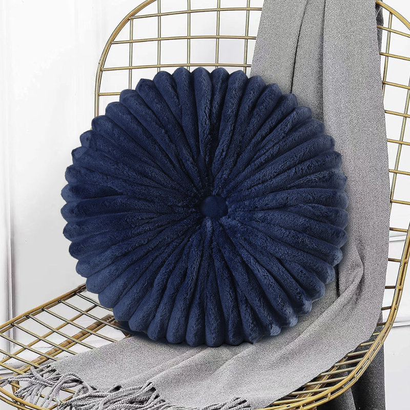 Decorative Round Throw Pillows For Bed Couch - 2 Pieces Handcraft Ruched Pumpkin Pillow,  Soft And Durable Velvet Floor Pillow For Home Decor, Bed Living Room And Sofa
