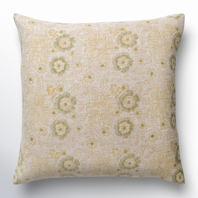 Tambra Floral Linen Reversible Pillow Cover, Down, 20" x 20"