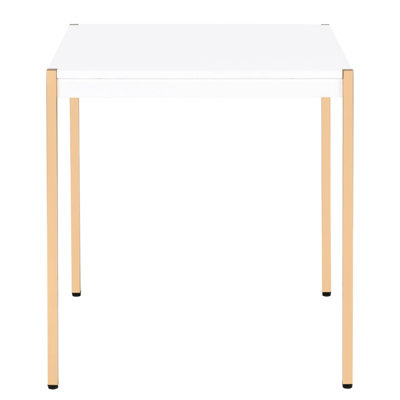 Fashionable White+Gold Square Living Area Table, 24.5In High, Modern Flair, & Metal Contemporary White And Gold Deep, Ideal For Room, Wood