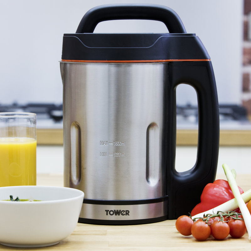 Tower Soup & Smoothie Maker and Slow Cooker Set, Stainless Steel Jug and Blade, 1.6L, 3 Heat Settings and Removable Crock Pot, 3.5L, Stainless Steel, T12031 & T16039Y
