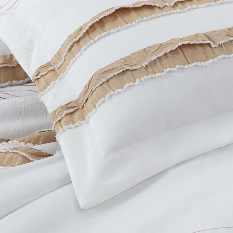 King Size Taupe Multicolor Polyester Comforter Set
