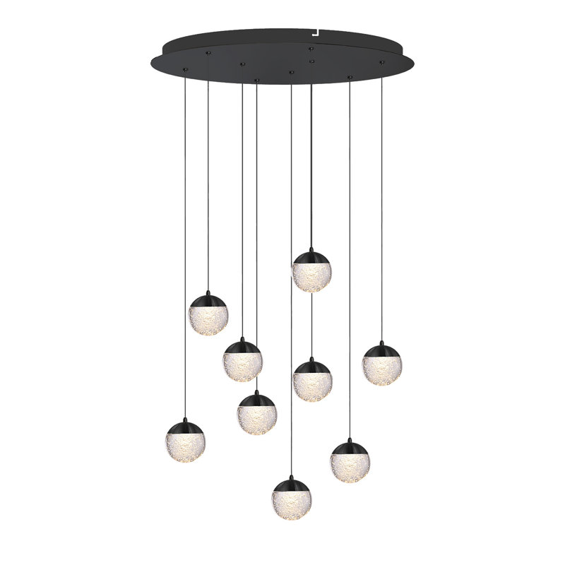 Heatherly 9 - Light Cluster Pendant, Black