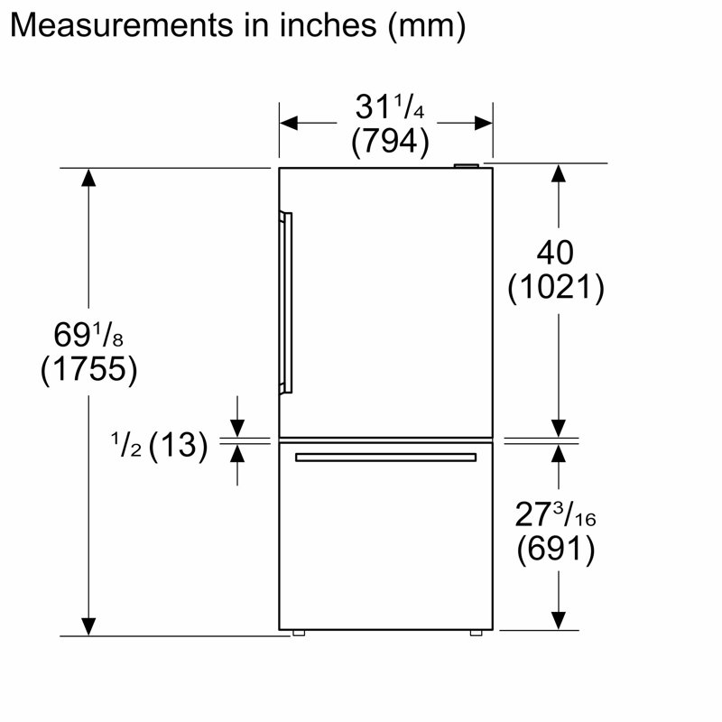 100 Series 33" Bottom Freezer Refrigerator