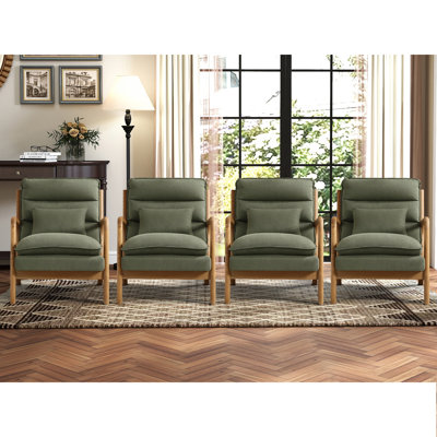 Fauteuil l 25,79 po contemporain en lin avec coussin lombaire amovible