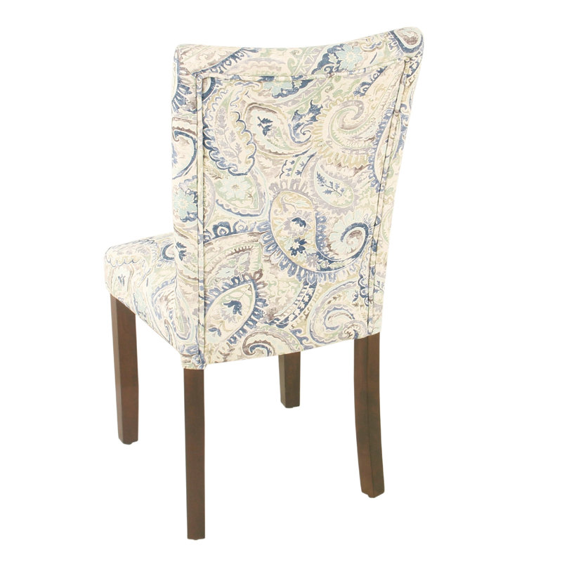 Ensemble de 2 chaises de salle à manger Jax Parsons, velours bleu crème à motif cachemire