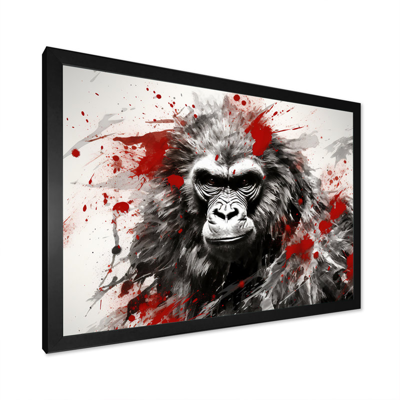 Graffiti rouge sur toile, Cadre simple noir, H 30 po x l 40 po x P 1,5 po