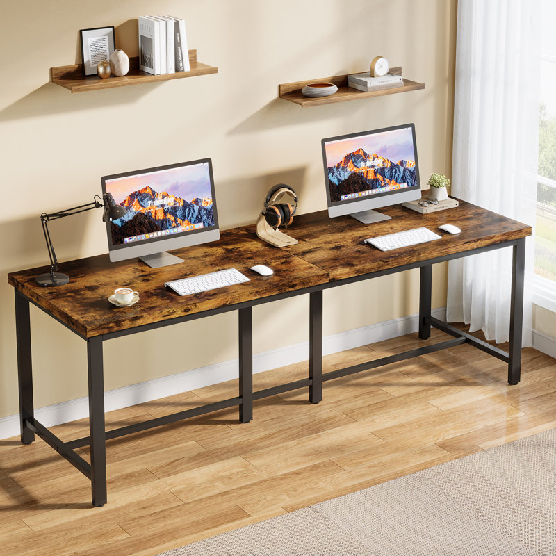 Writing Desk Computer Desk, Rustic Brown/Black