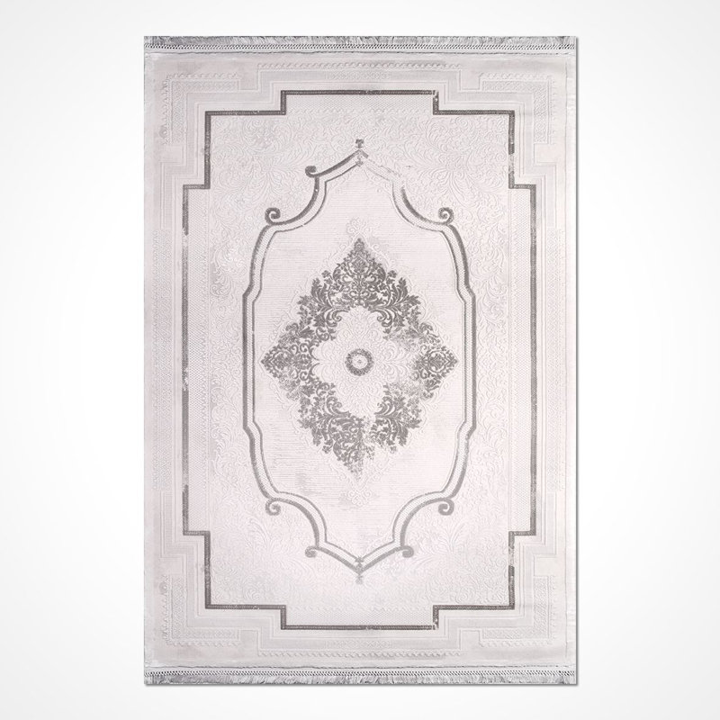 Tapis beige moderne lavable à la machine, Rectangle 6 pi 7 po x 9 pi 11 po