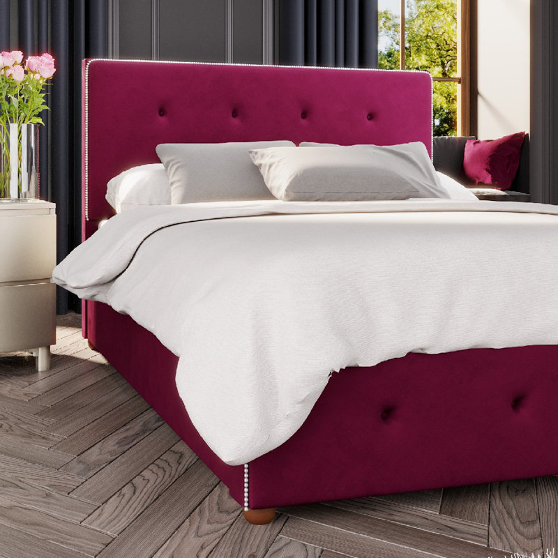 Upholstered Ottoman Bed, Super King (6'), Berry