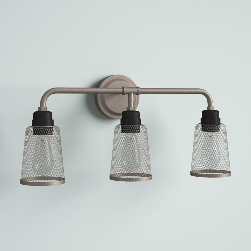 Weathered Zinc & Oil Rubbed Bronze 3-Light Outdoor Vanity Light