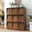 38,58 × 15,19 × 44,17 Bibliothèque cubique 3×3 avec portes rabattables, neuf compartiments, panneaux de particules, rangement monobloc cubique en noyer avec portes