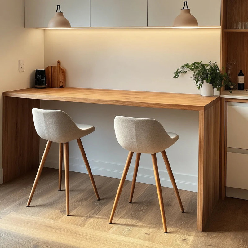 Solid Oak Breakfast Bar Table - Oak Legs, 100" H x 300" W x 45" D