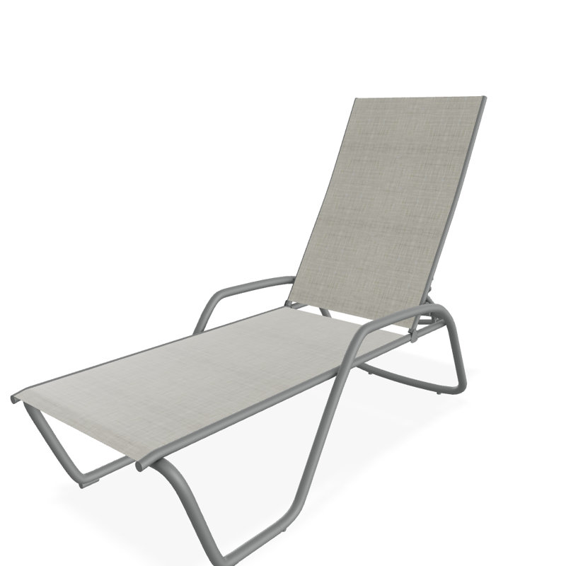 Outdoor Rust-Resistant Metal Chaise Lounge, Textured Graphite, Ella