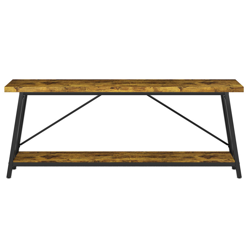 Table de canapé 70,9 po - console d'entrée très longue, Brun rustique / noir
