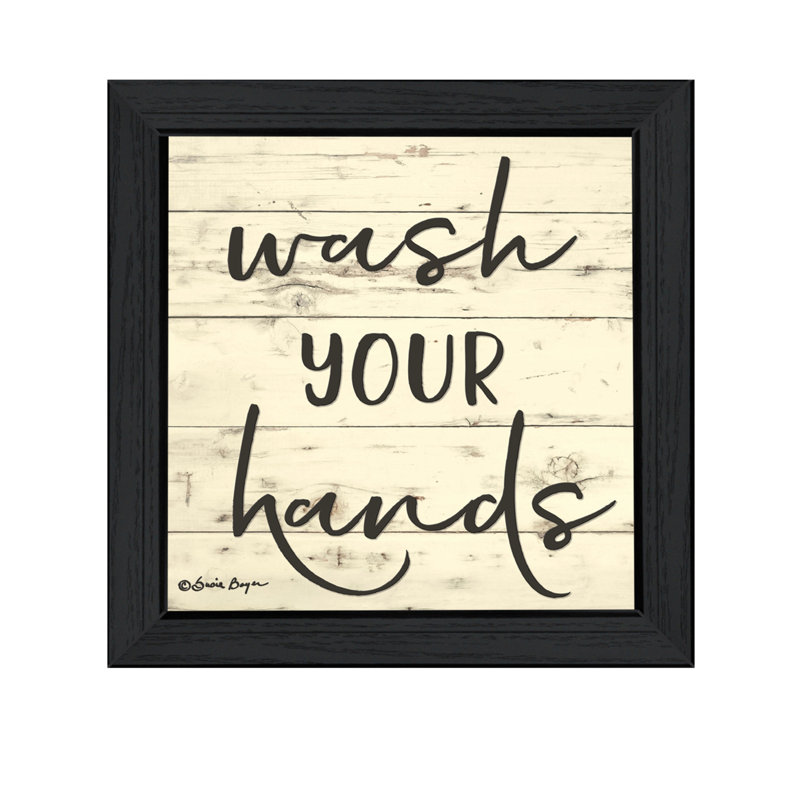 Wash Your Hands Black Framed Print Bathroom Wall Art
